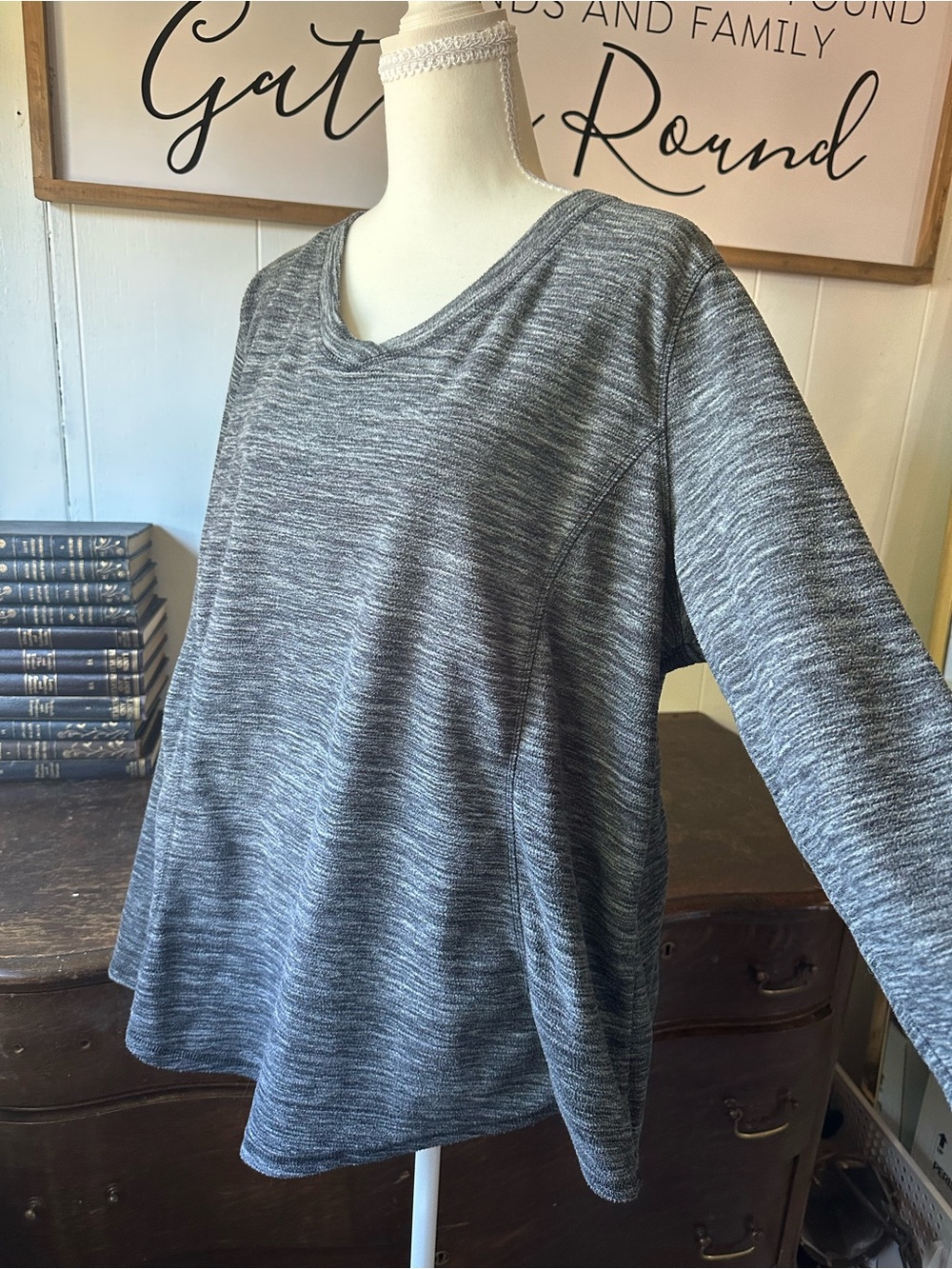 St. John's Bay Active Heathered Charcoal V Neck Pullover size xxl